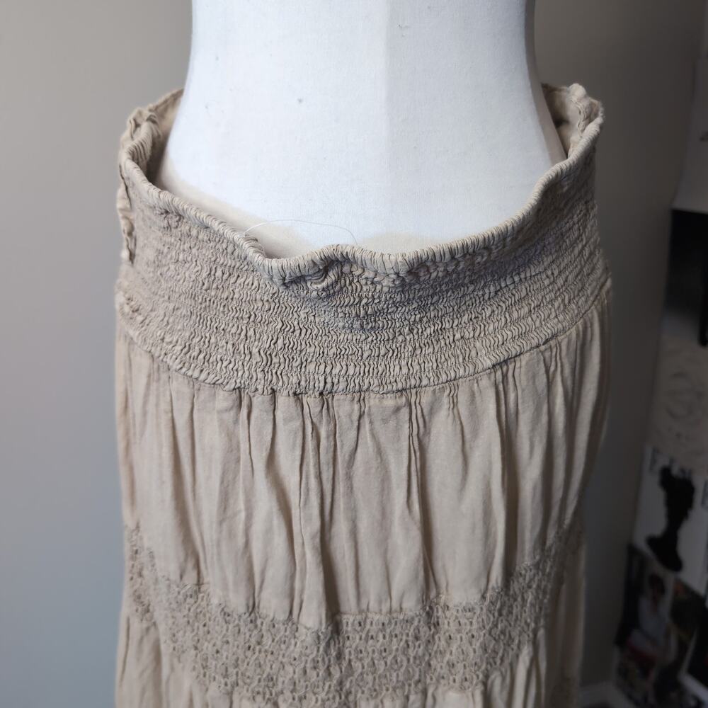 Crochet Waist Tiered Ruffle Maxi Skirt Boho - Picture 4 of 7